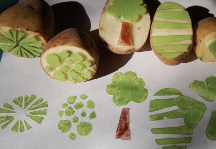 Easter fun with potato printing with your kids at the surface pattern marketplace