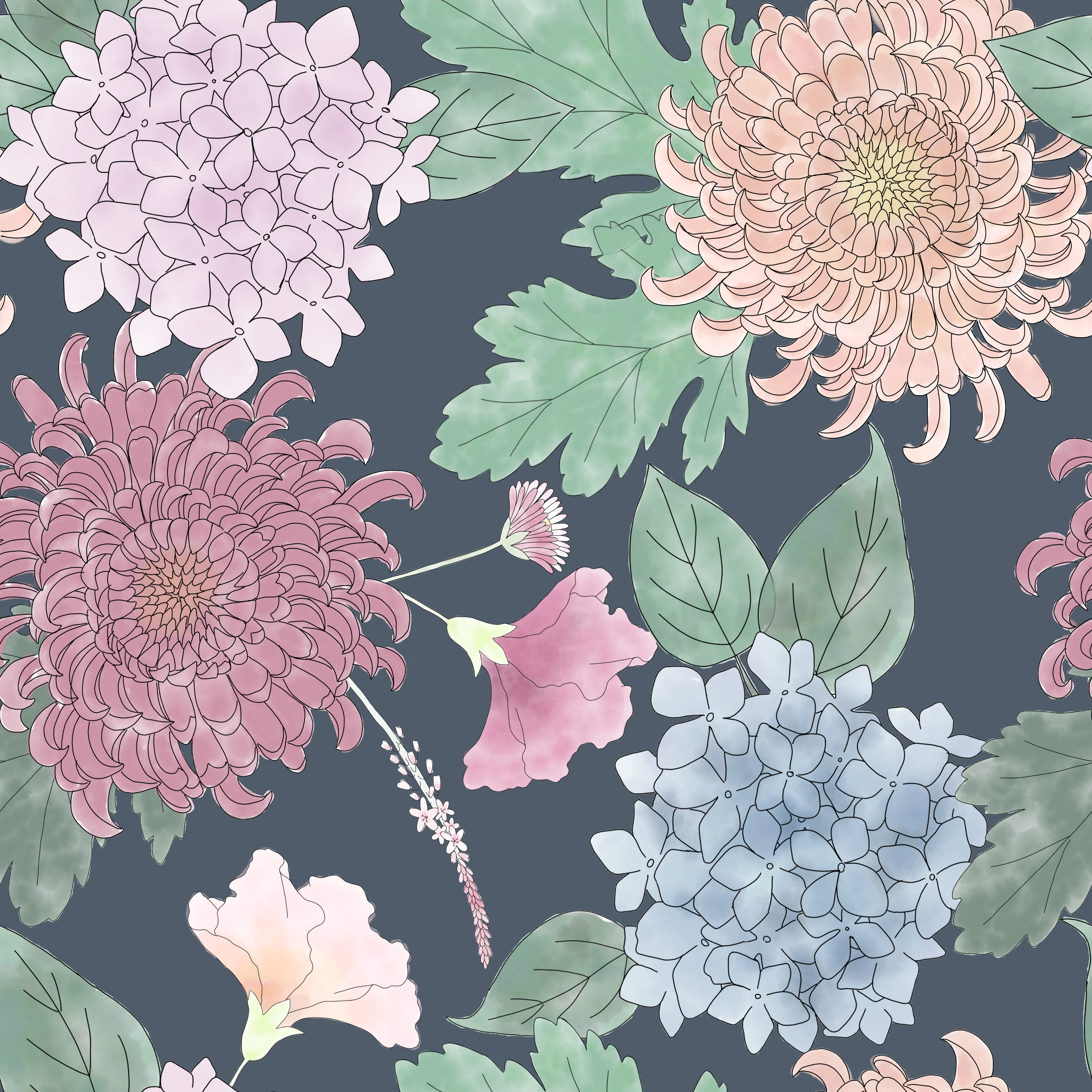 Large floral Seamless repeat pattern